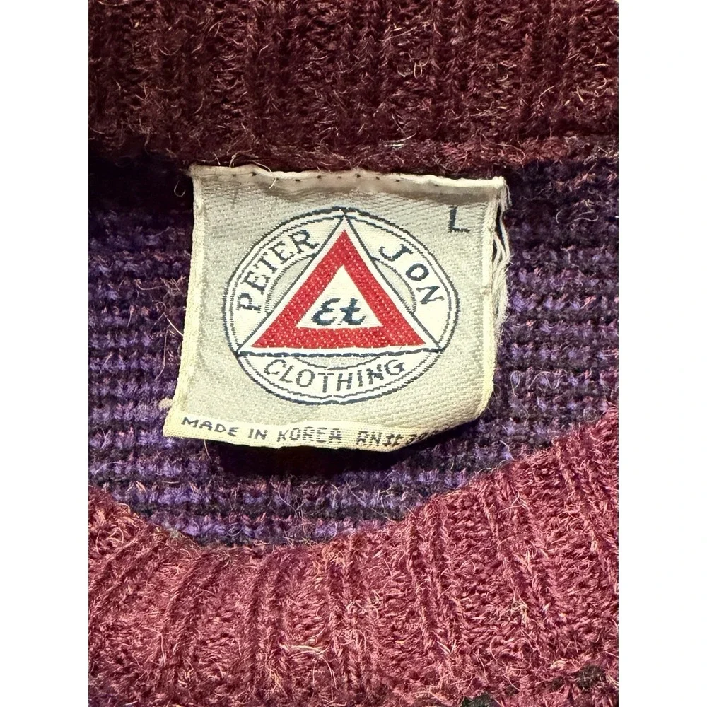 Vintage 90s Peter Jon Sweater L Bold Geometric Tribal Knit‎ Pullover Streetwear